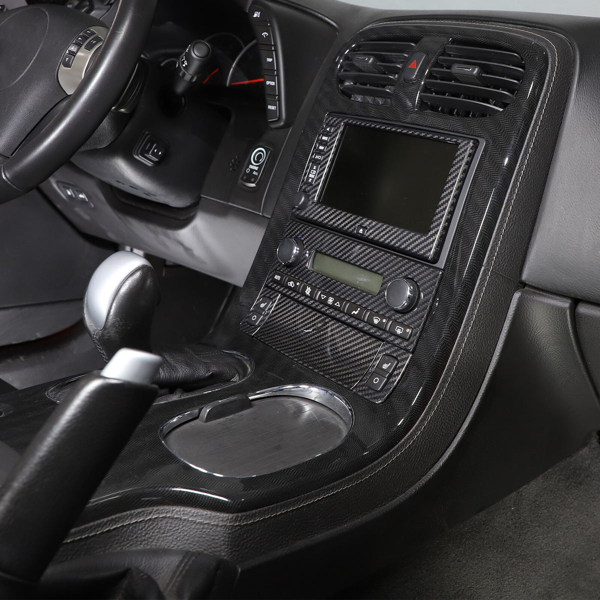 Real Carbon fiber Center Console Navigation Panel Cover Trim For Corvette C6 2