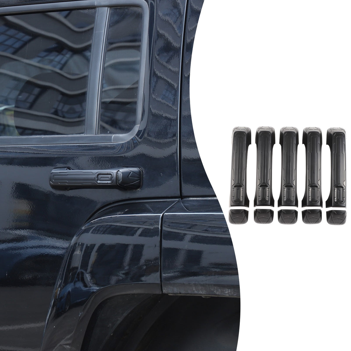 Mecha Matte Black ABS Door + Tailgate Handle Cover Trim For Hummer H3 2005-2009 19