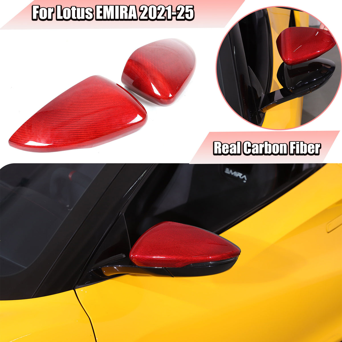 Red Real Carbon Fiber Interior Exterior Conosle Trim Cover For Lotus EMIRA 21-25 38