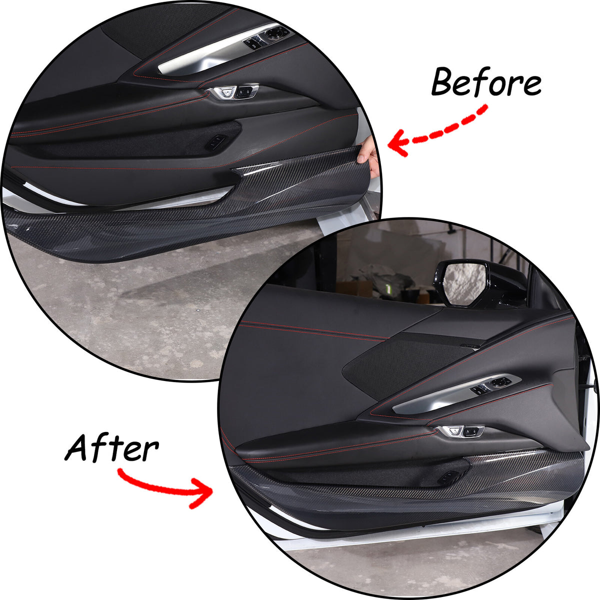 For Corvette C8 Stingray Coupe HTC 2020+ Carbon Inner Lower Door Panel Anti-Kick 4