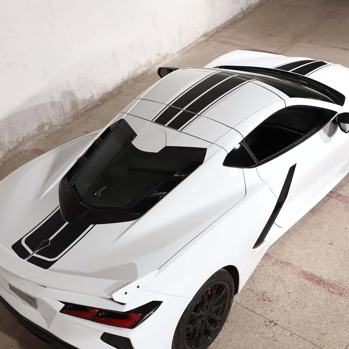 Black Racing Stripe Overlay Graphic Decal Flat Vinyl For Corvette C8 2020-26 US 12