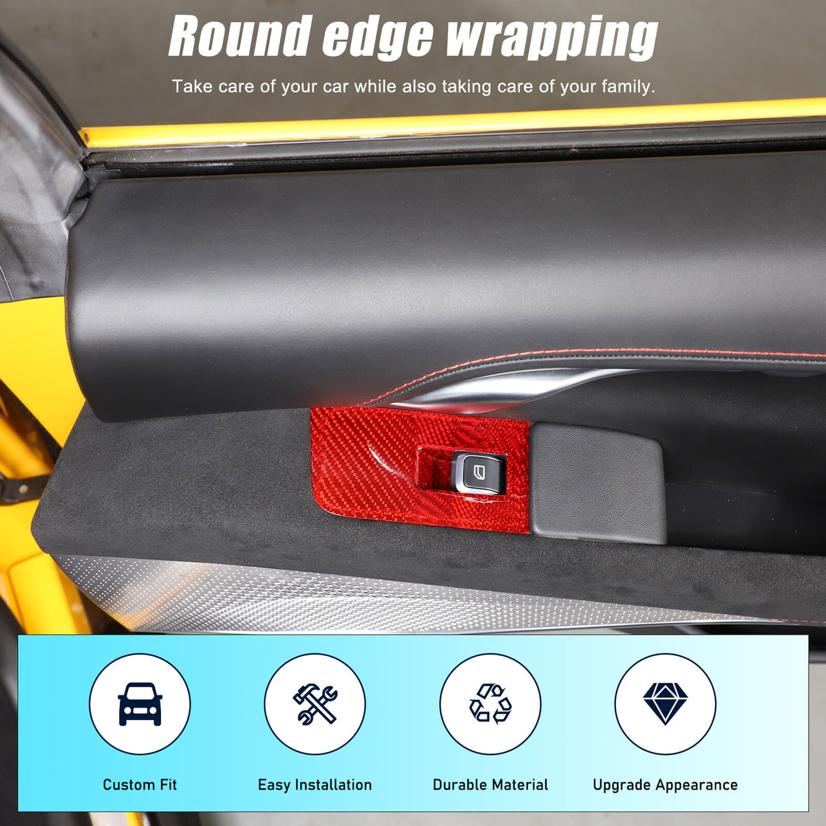 Red Real Carbon fiber Window Lift Switch Button Trim For Lotus EMIRA 2021-2025 8