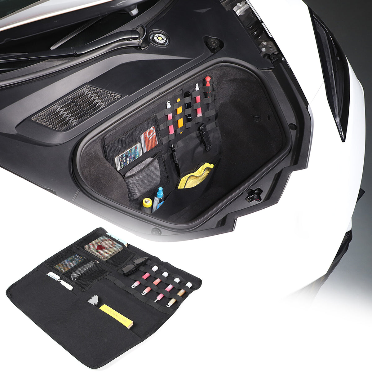 Front & Rear Center Console Storage Bag Tray For Corvette C8 2020+ - Variants 1-5 50