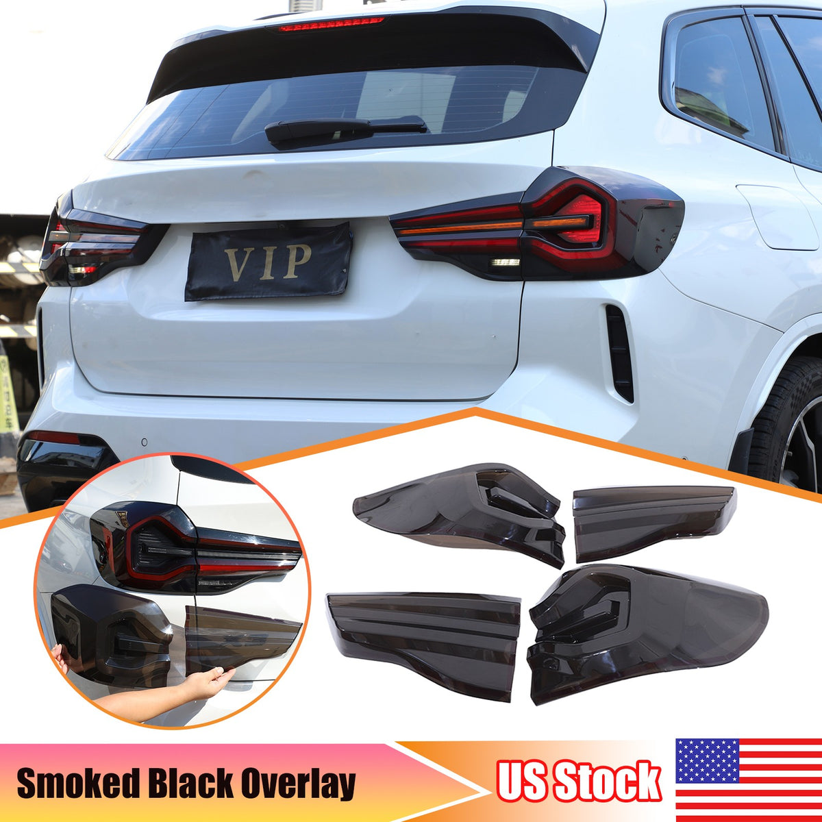 Smoked Blackout Tail Light Lamp Cover Overlay For BMW X3 G01/iX3/X3M F97 22-24 1