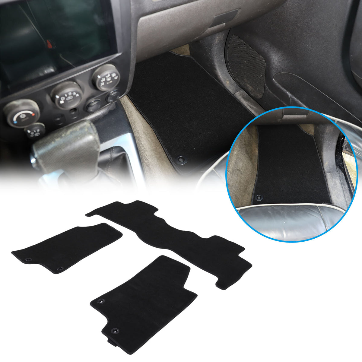 Black Car Floor Mats Cargo Carpets Foot Pads For Hummer H3 2005-2009 20
