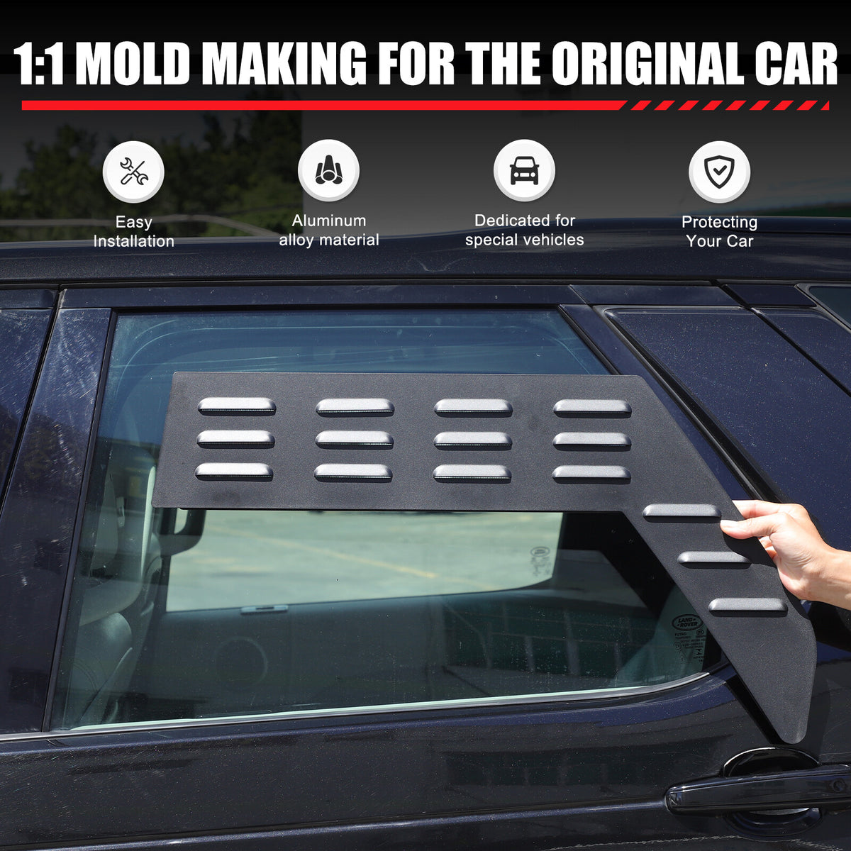 Rear Door Window Louver Air Vent Panel Trim Cover For Land Rover Discovery 5 17+ 4