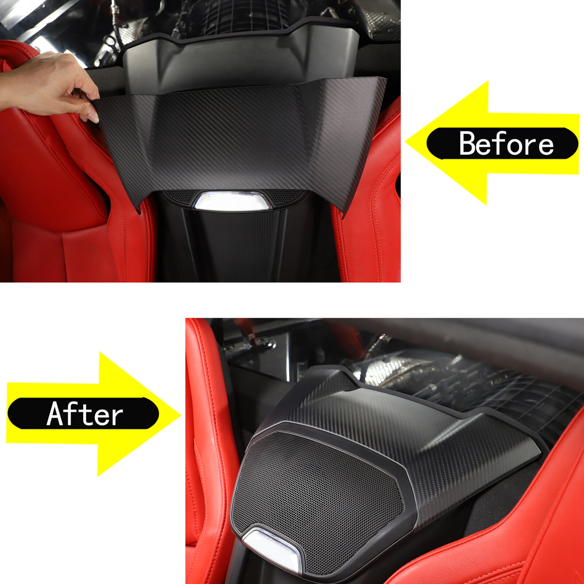 Matte Carbon Fiber Rear Speaker Top Panel Cover For C8 Corvette Coupe 1LT 20-26 6