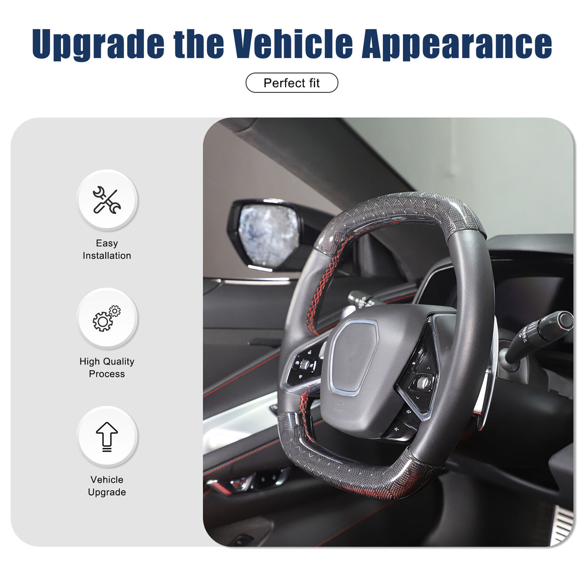 Real Honeycomb Carbon Fiber Steering Wheel Top Handle Cover Trim For C8 Corvette 14