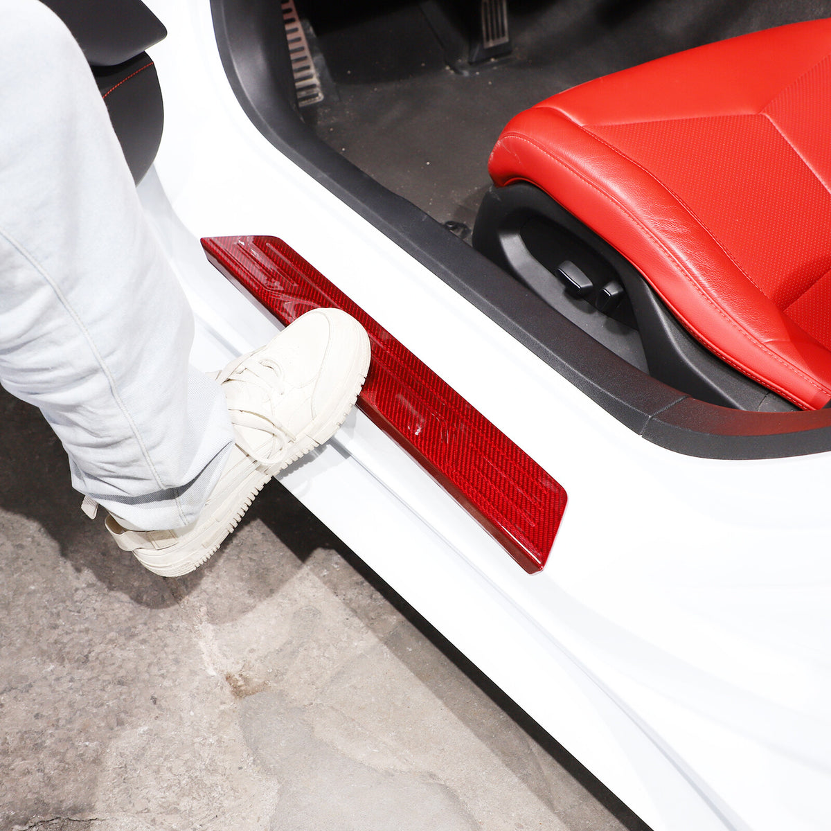 Red Real Carbon Fiber Interior Trim for Corvette C8 20-25 96