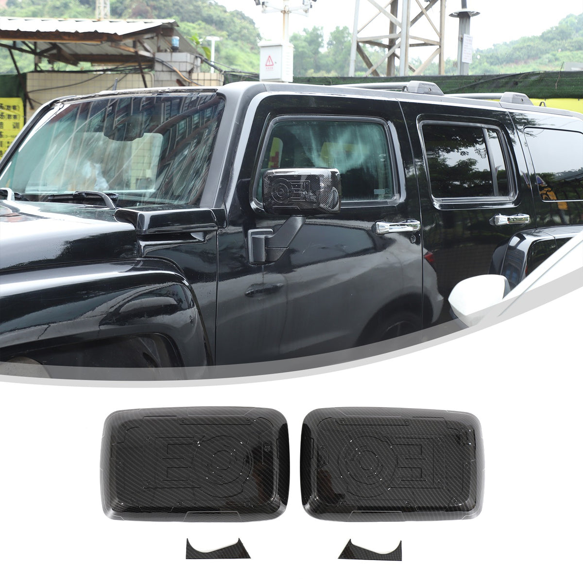 Mech ABS Carbon Fiber Outer Rearview Mirror Cover Trim For Hummer H3 2005-09 US 18