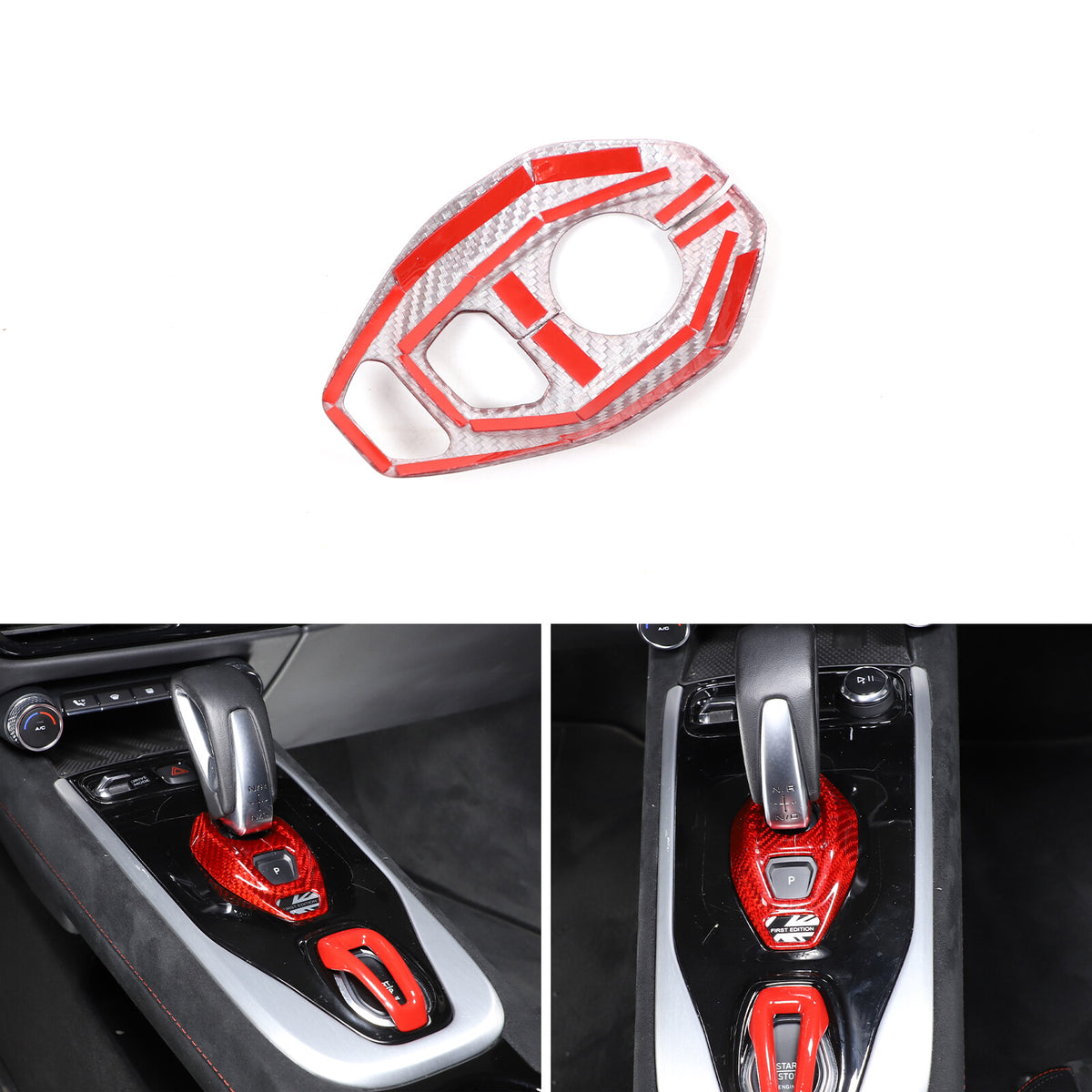Red Real Carbon Fiber Console Gear Base Cover Trim For Lotus Emira V6 I4 2023-25 8