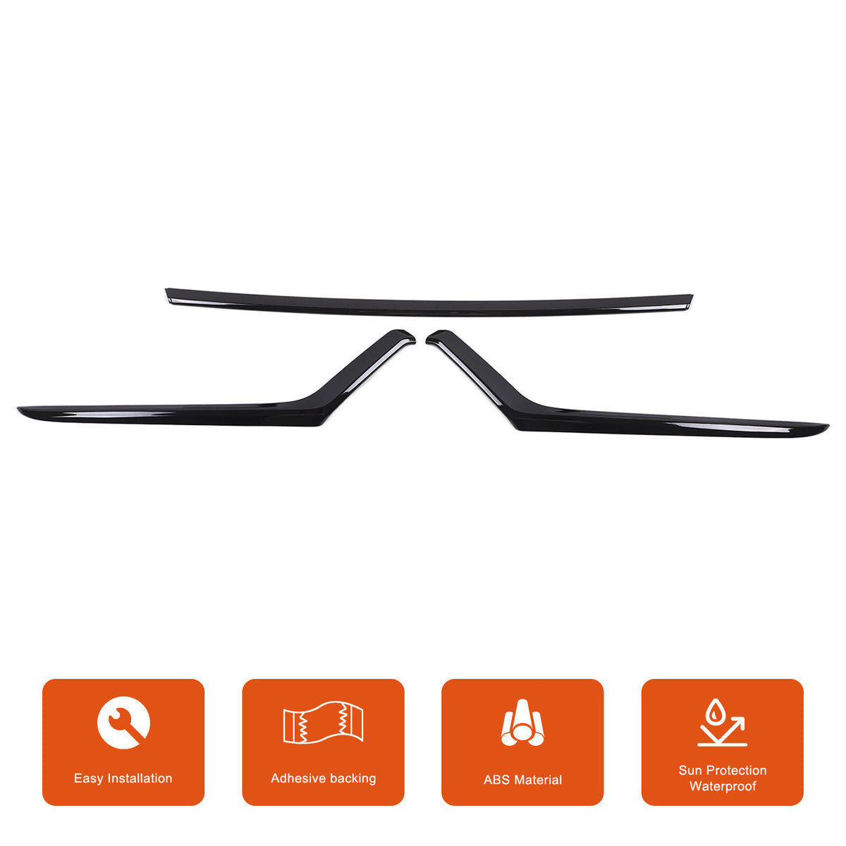 Glossy Black ABS Front Hood Trim Strip Trim For Toyota Grand Highlander 2024+ US 4