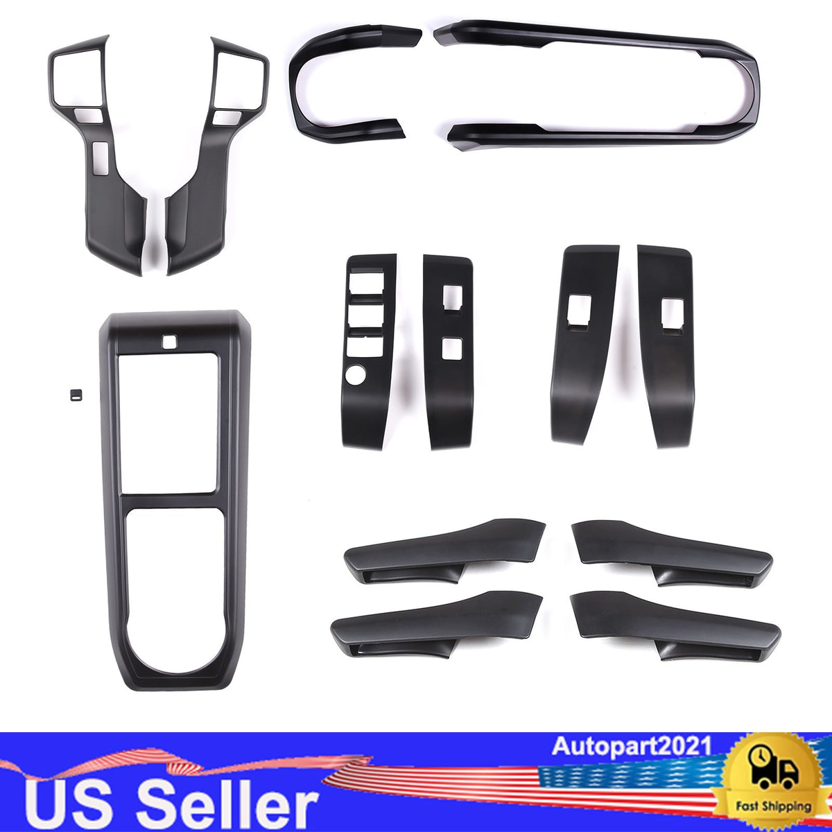 14pcs Matte Black Dash Center Console Cover Trim Kit For Toyota Tacoma 2016-2023 1