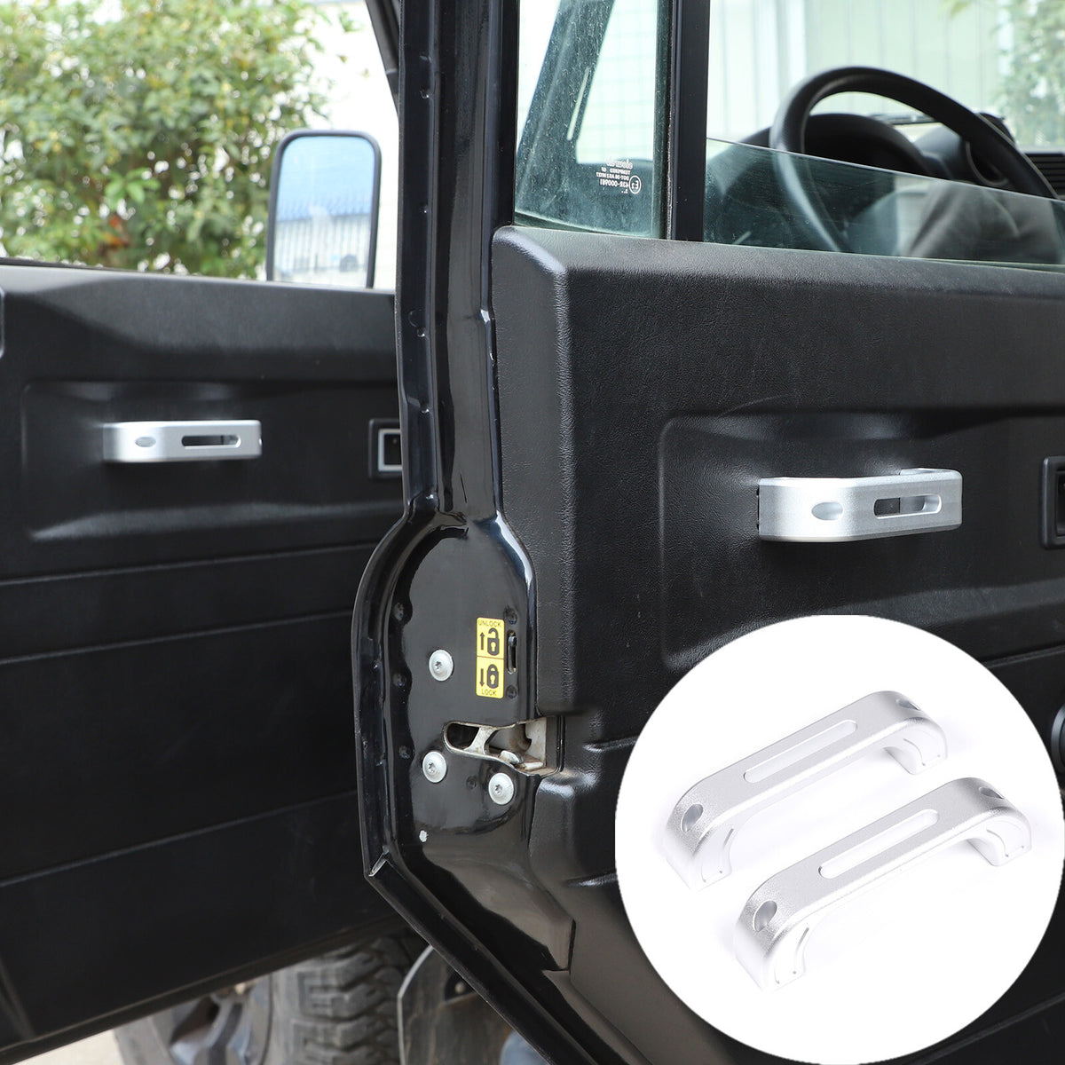Silver Hollow Inner Door Handle Grab Handle Trim For Land Rover Defender 2004-18 12