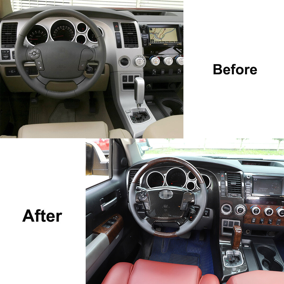 5pcs Carbon Fiber ABS Center Console Cover Trim Frame For Toyota Tundra 07-13 US 3