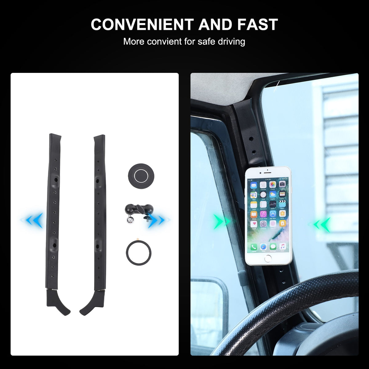 Black Magnetic A-Pillar Mount Bracket For Land Rover Defender L316 2004-2018 21