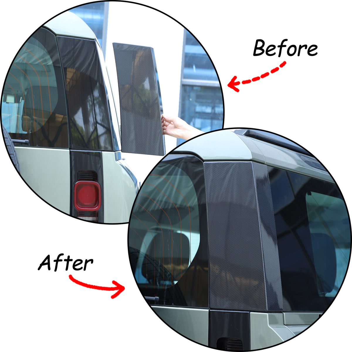 Real Carbon Fiber Rear Tailgate Window Pillar Cover Trim For LR Defender 20-24 22