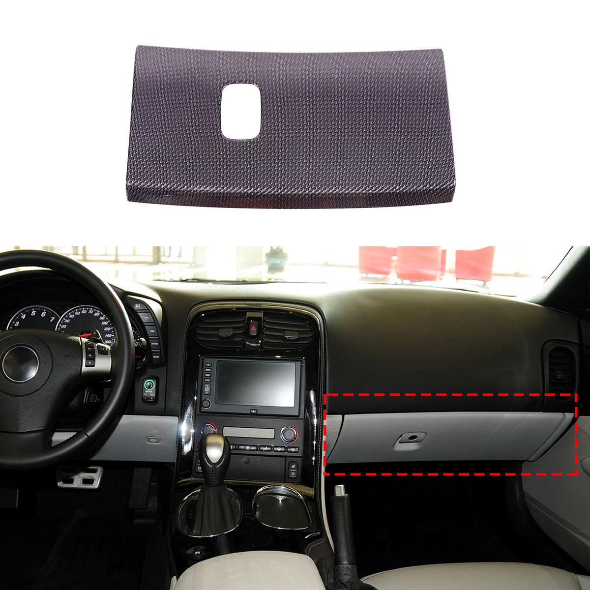 Real Carbon Fiber Co-pilot Storage Glove Box Cover For Corvette C6 2005-13 6
