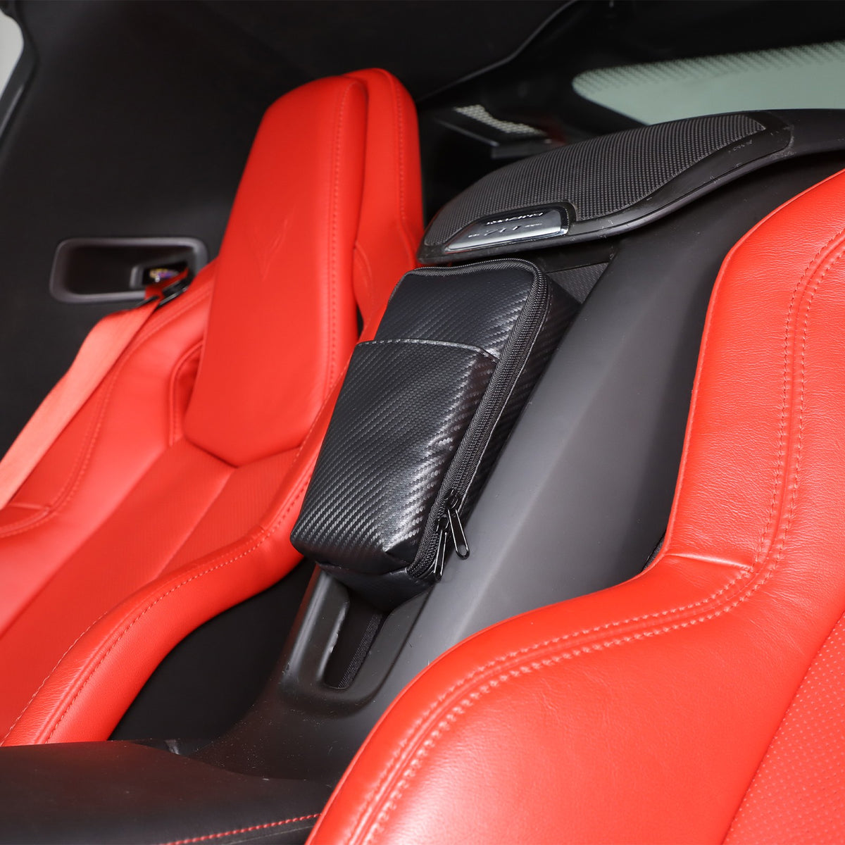 Carbon Fiber Pattern Rear Seat Center Storage Bag For Corvette C8 2020+ 22