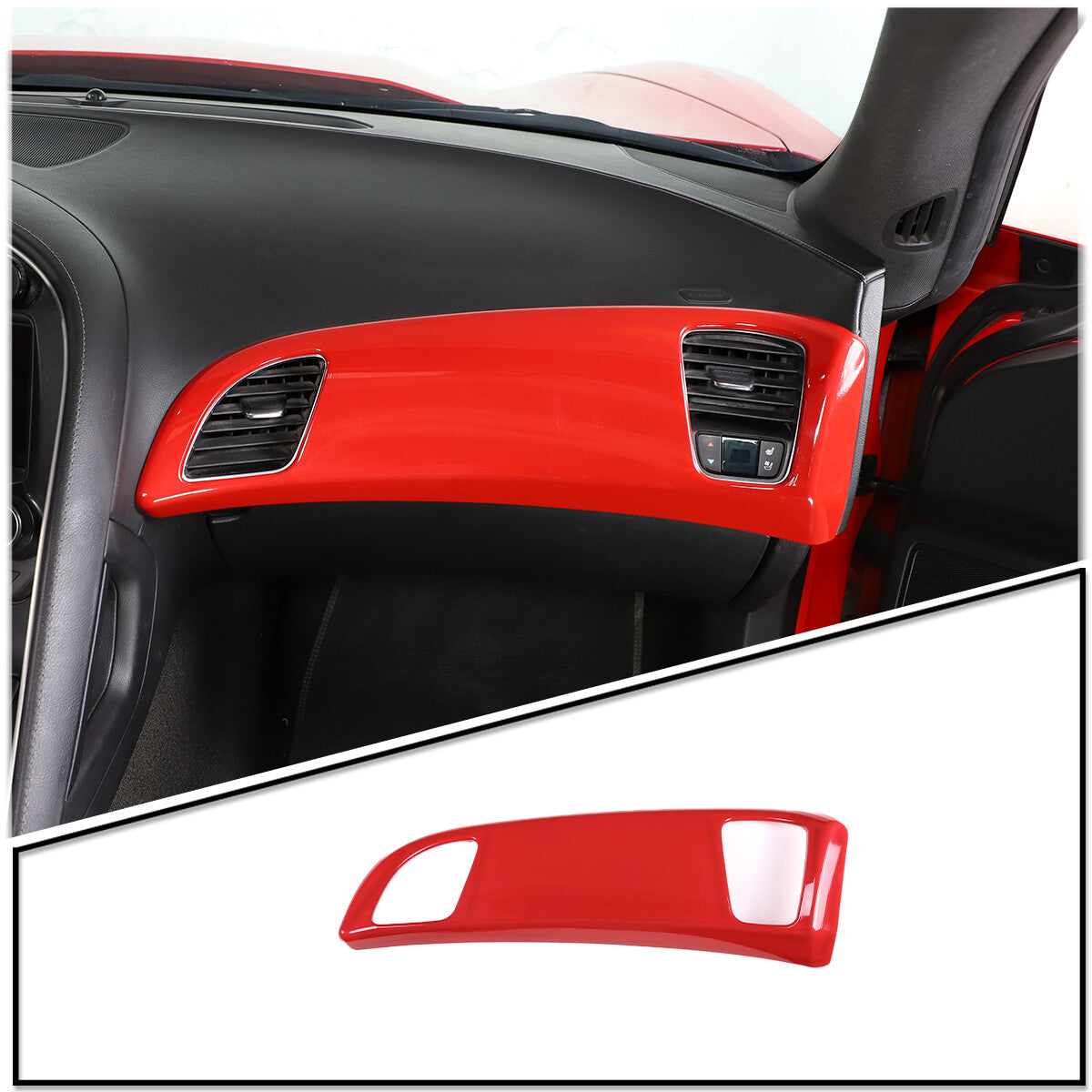 Sports Red ABS Interior Decoration Cover Trim Kit For Corvette C7 2014-19 - Styles 1-5 19