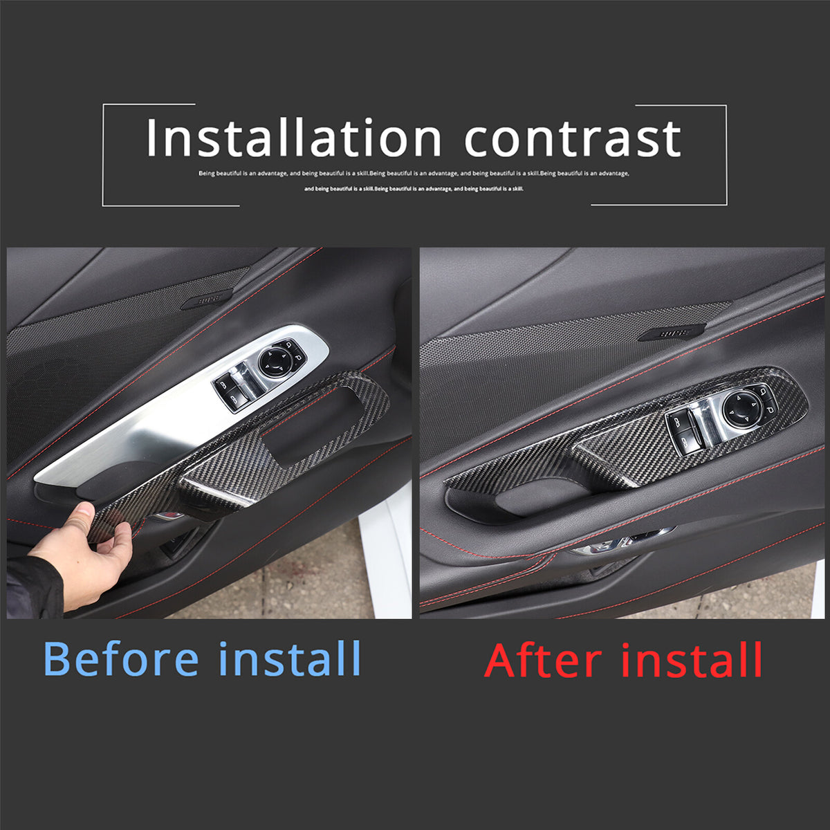 Real Carbon Fiber Window Lift Switch Panel Cover Trim For Corvette C8 Coupe 20+ 5