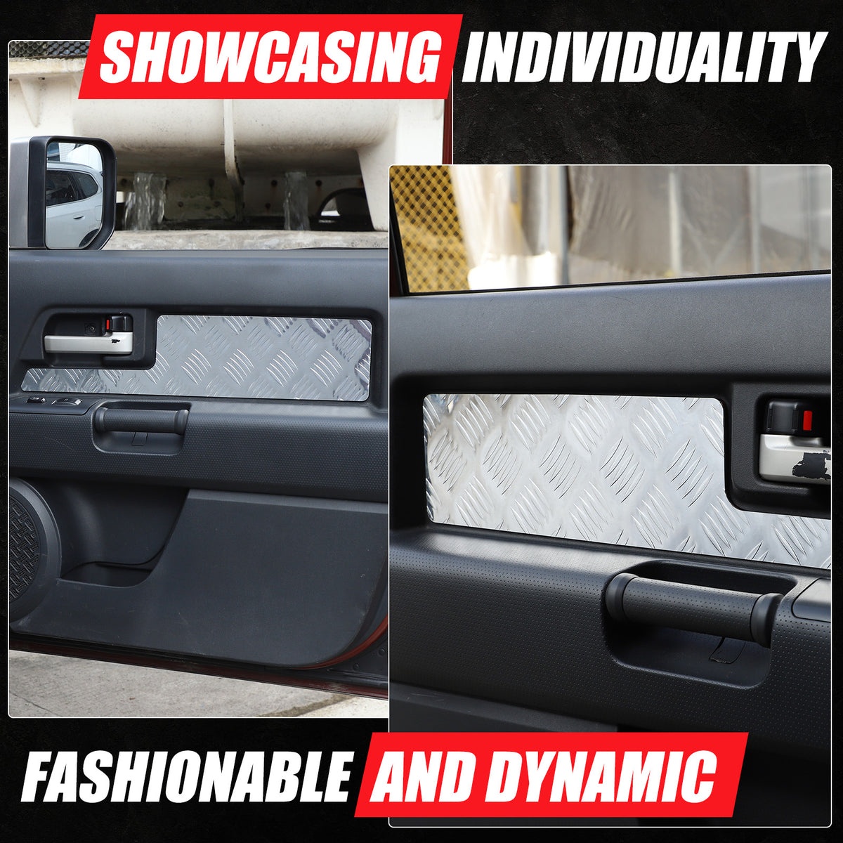 Silver Alloy Interior Car Door Panel Cover Trim For 2007-22 Toyota FJ Cruiser 24