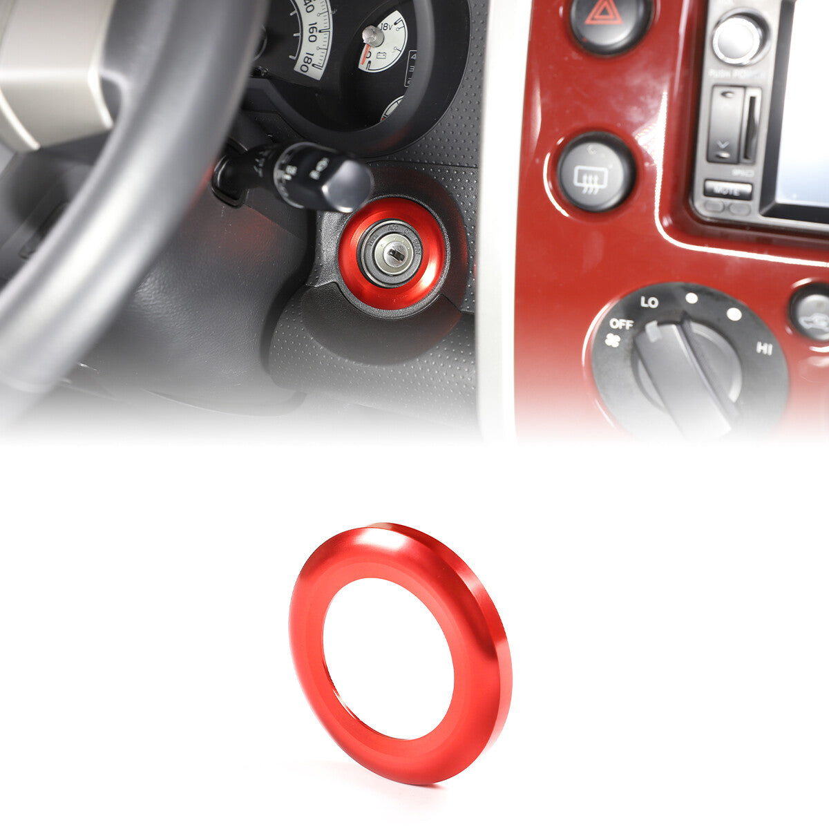 Red Alloy Dashboard Centrol Console Trim Set For Toyota FJ Cruiser 2007-21 20