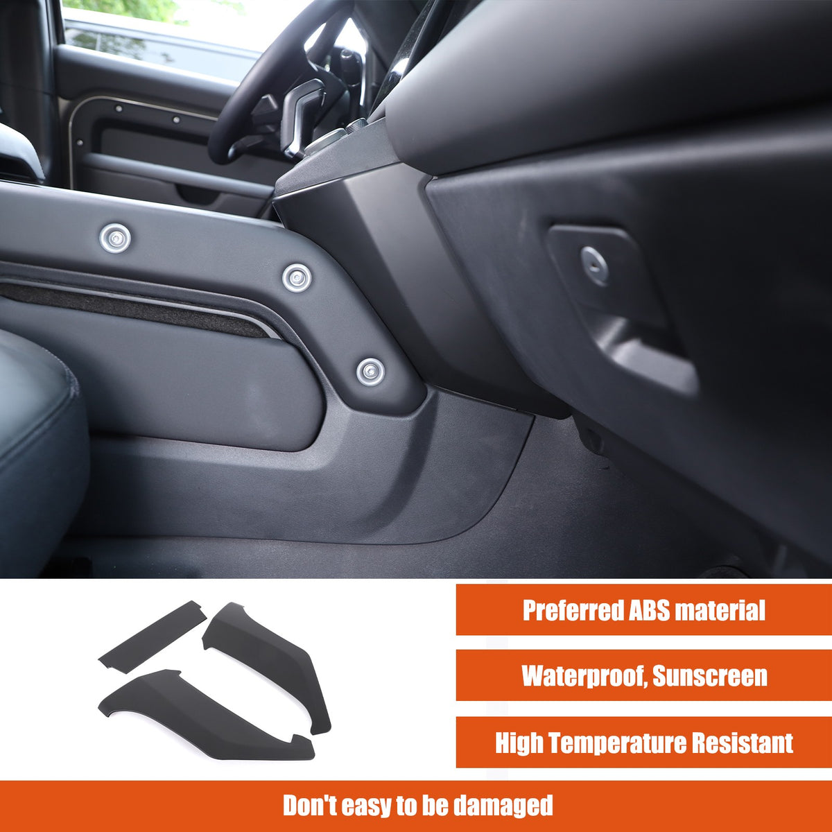 Matte Black ABS Center Console Knee Side Panel Trim For LR Defender L663 2025+ 15