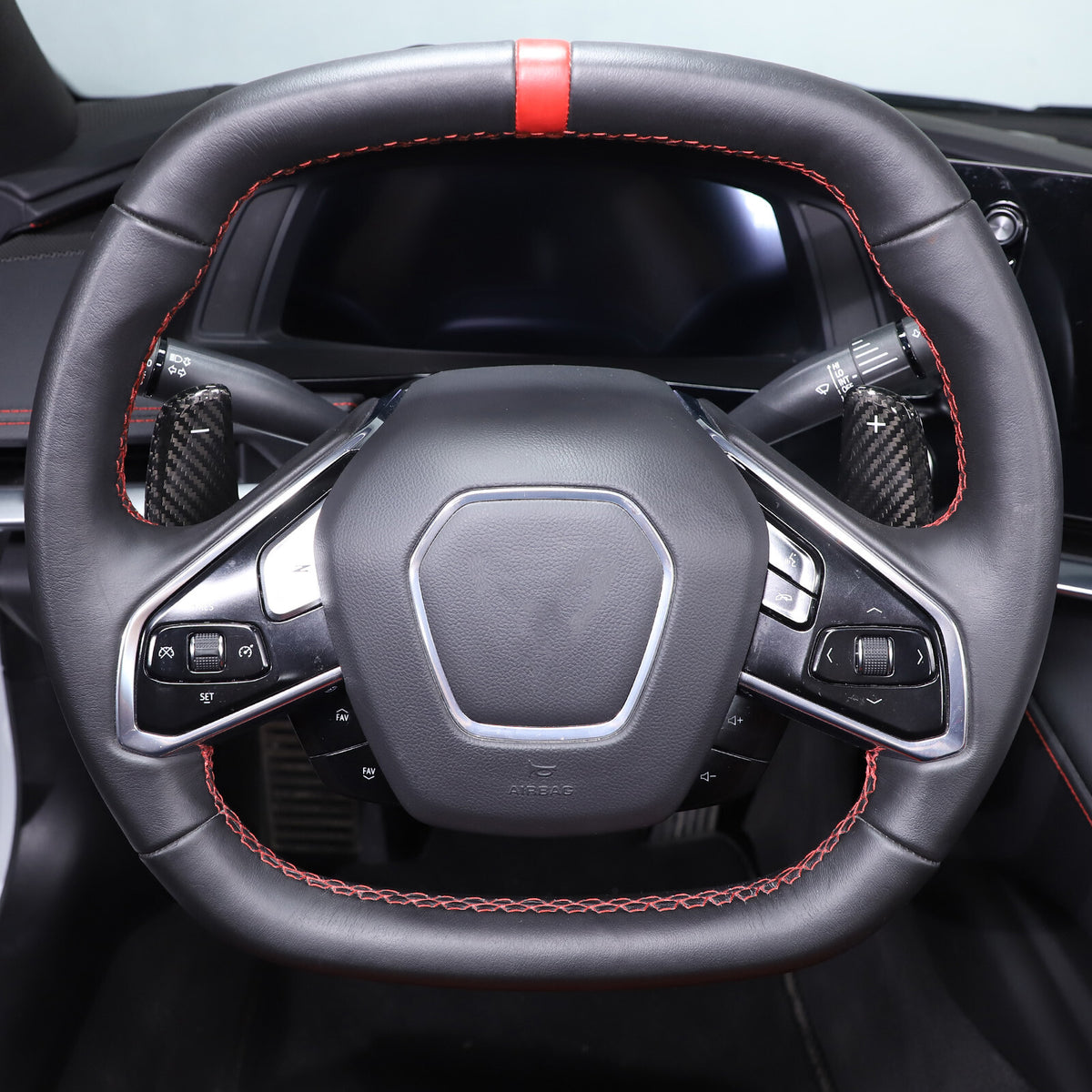 Black Real Carbon Fiber Gear Shift Paddles Paddle Shifters For Corvette C8 20-26 10