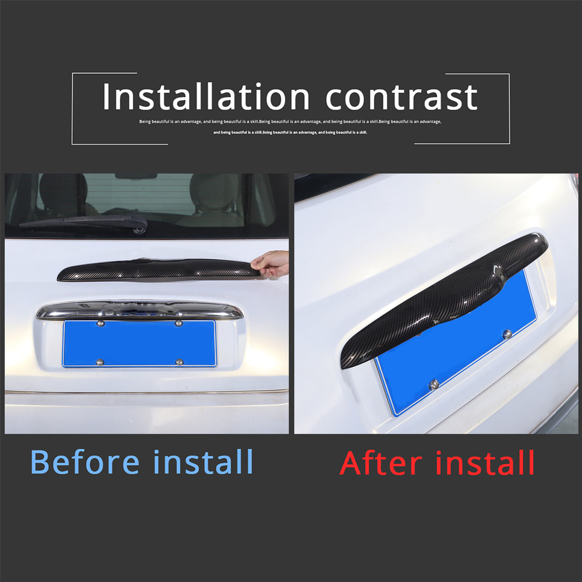 ABS Carbon fiber Tailgate Trunk Handle Cover Trim For FIAT 500 2011-23 19
