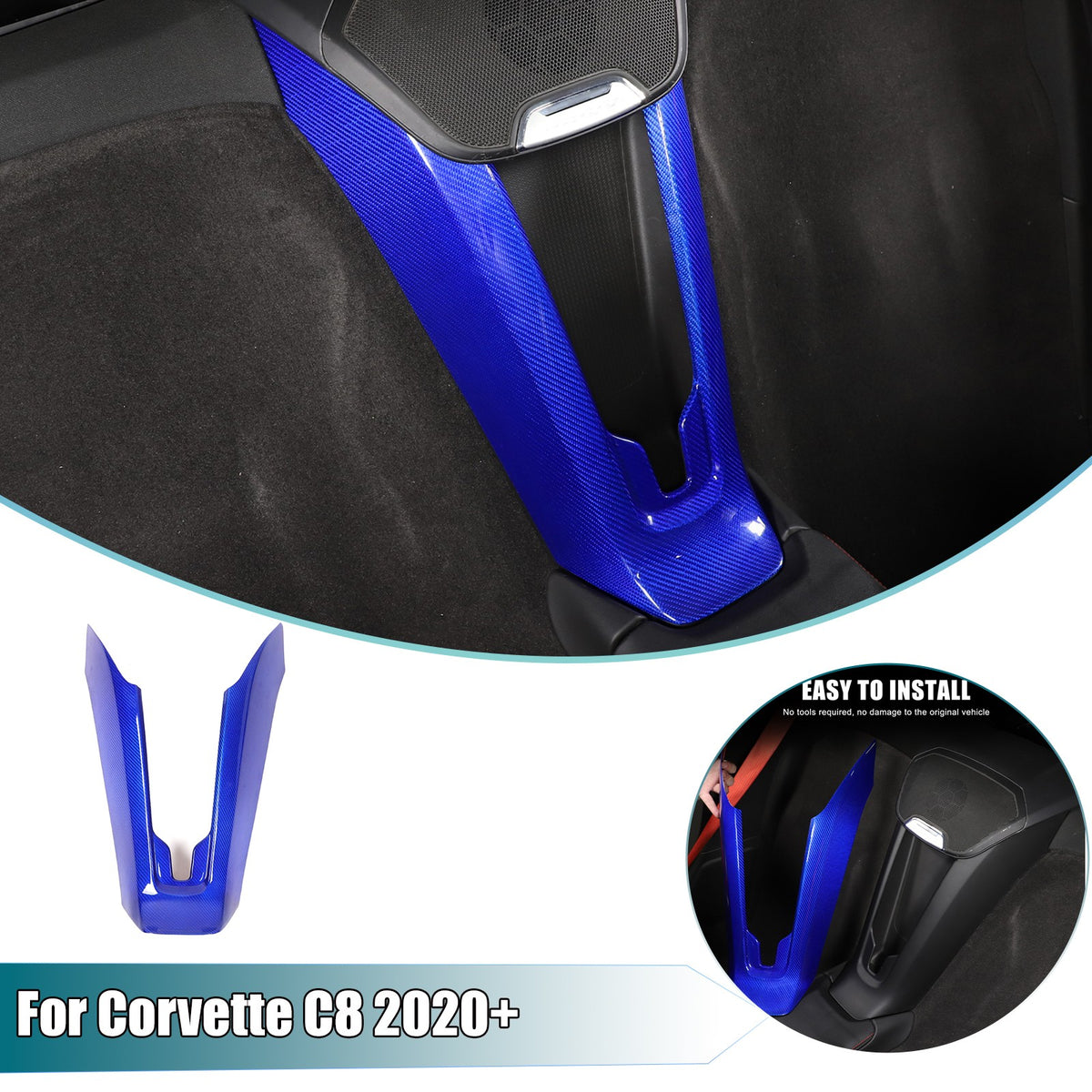 Blue Carbon Fiber Console Waterfall Wireless Charger Trim For C8 Corvette 20+ 1
