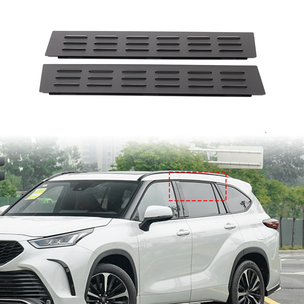 Rear Door Window Louver Air Vent Panel Trim Cover For Toyota Highlander 2022+ 2