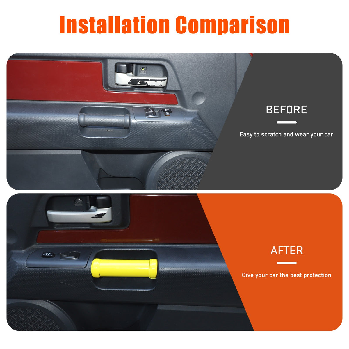 Yellow Interior Door Panel Handle Cover Trim For Toyota FJ Cruiser 2007-2021 US 15