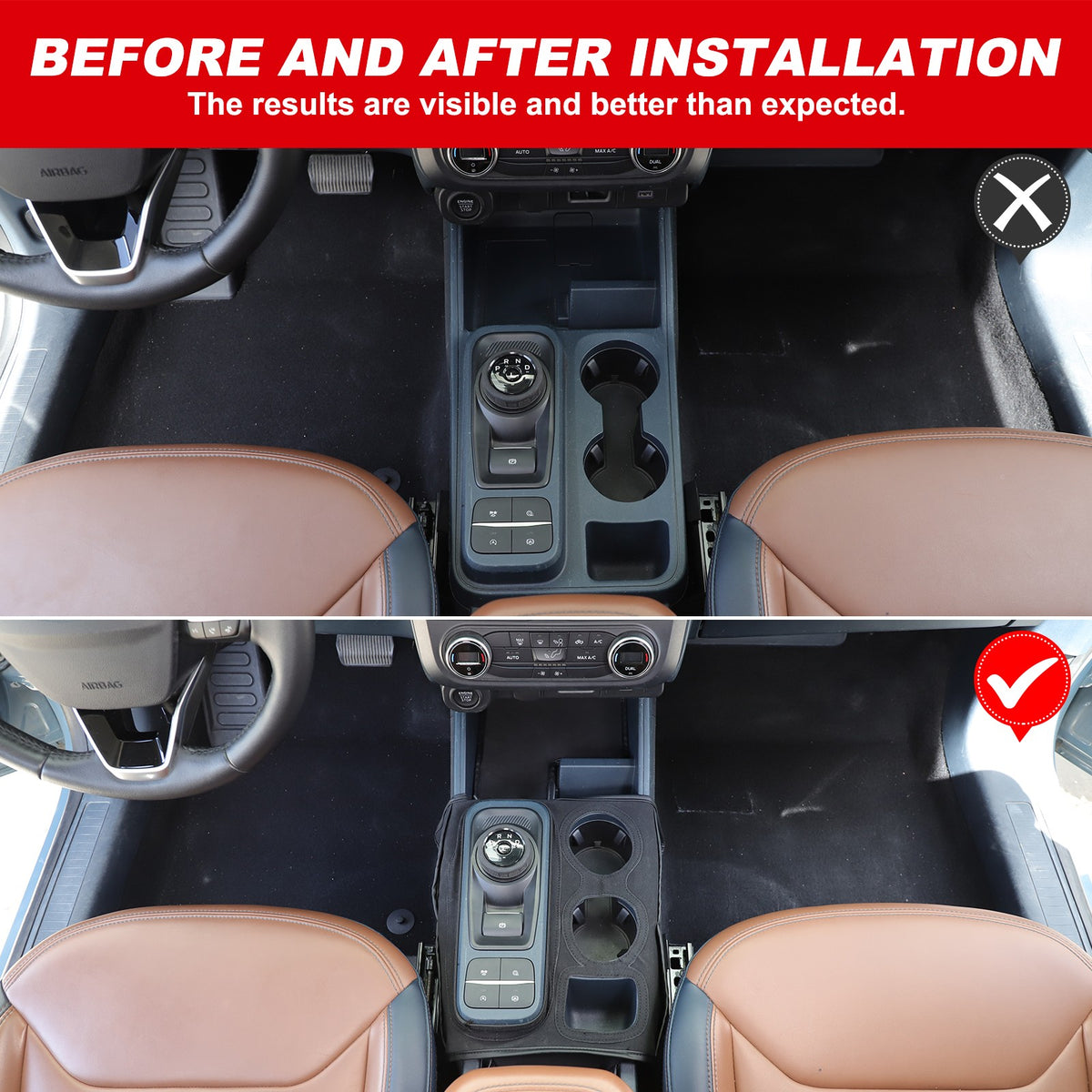 Suede Cloth Center Console Gear Shift Trim Cover For Ford Maverick 2022+ US 6