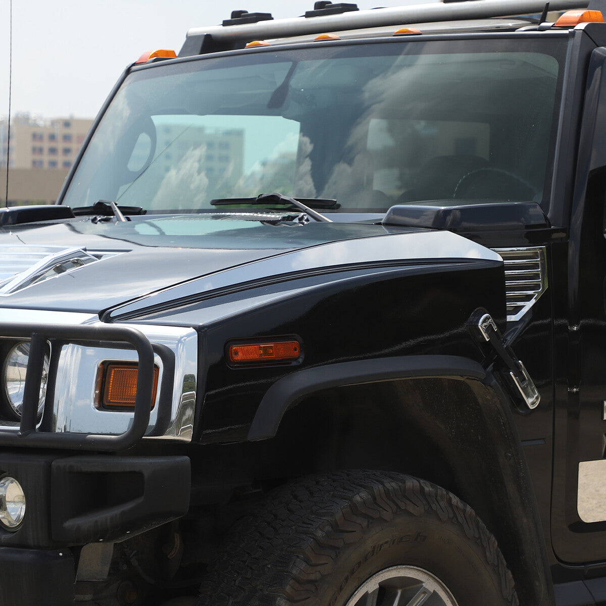 Stainless Steel Hood Accent Trim 2Pc For 2003-2009 Hummer H2 4