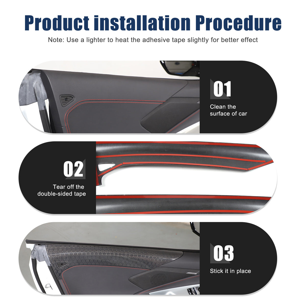 Real Honeycomb Carbon Fiber Interior Door Upper Panel trim Cover For Corvette C8 12
