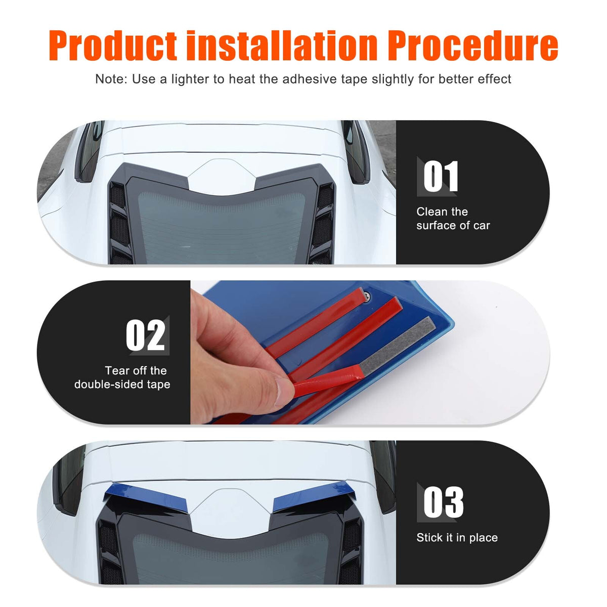 Blue Rear Windshield Spoiler Anti-wind Buffeting Deflector for Corvette C8 Coupe 19