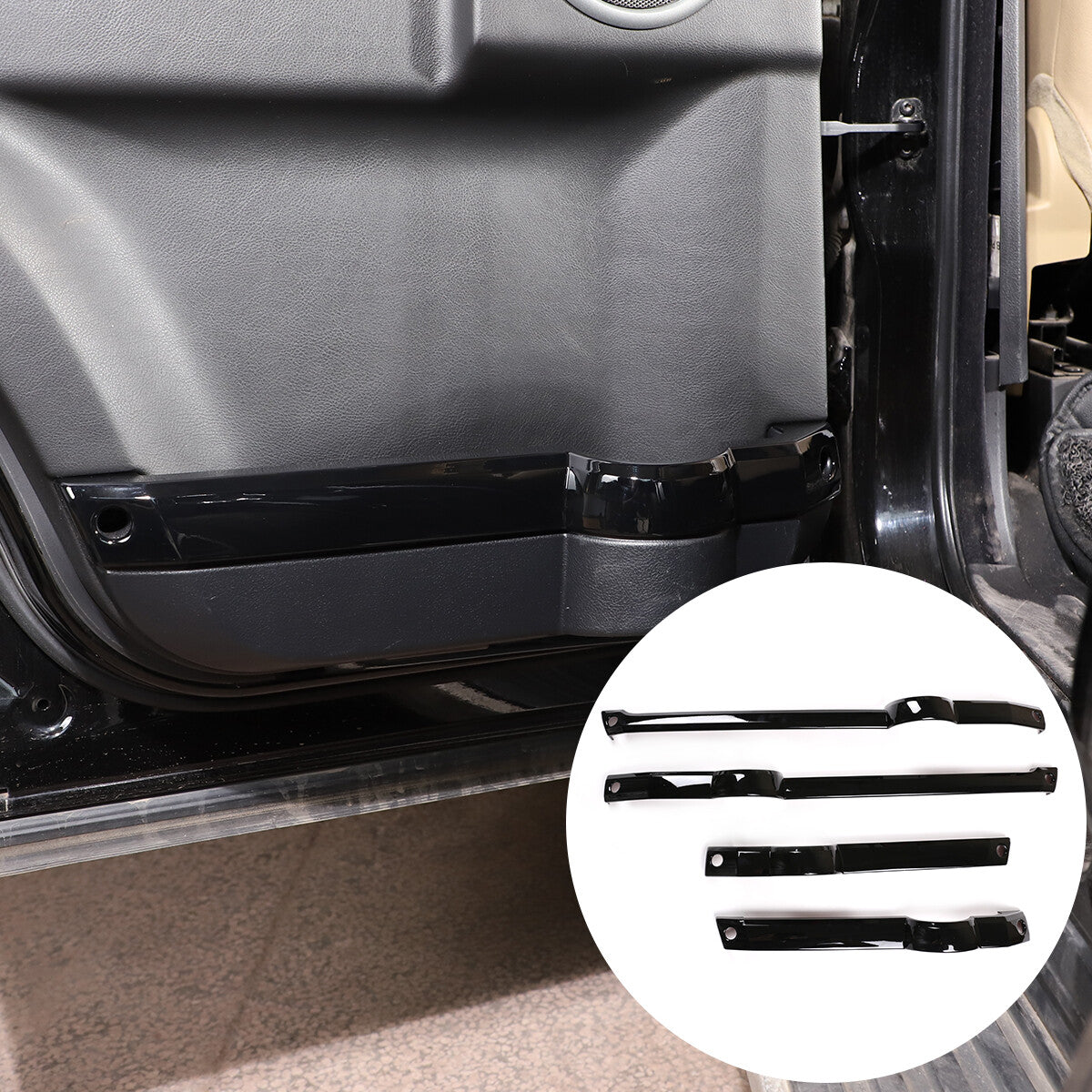 ABS Black Inner Door Panel Decor Cover Trim For Land Rover Discovery 3 2004-2009 1