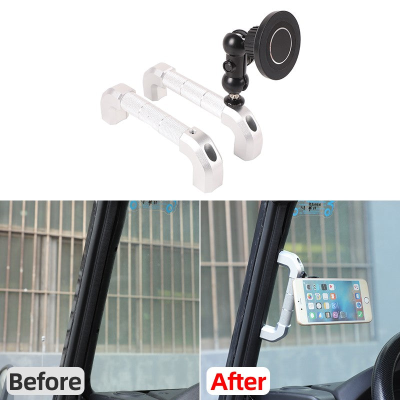Replace Silver A-Pillar Handle W/Phone Mount For LR Defender L316 2004-2018 24
