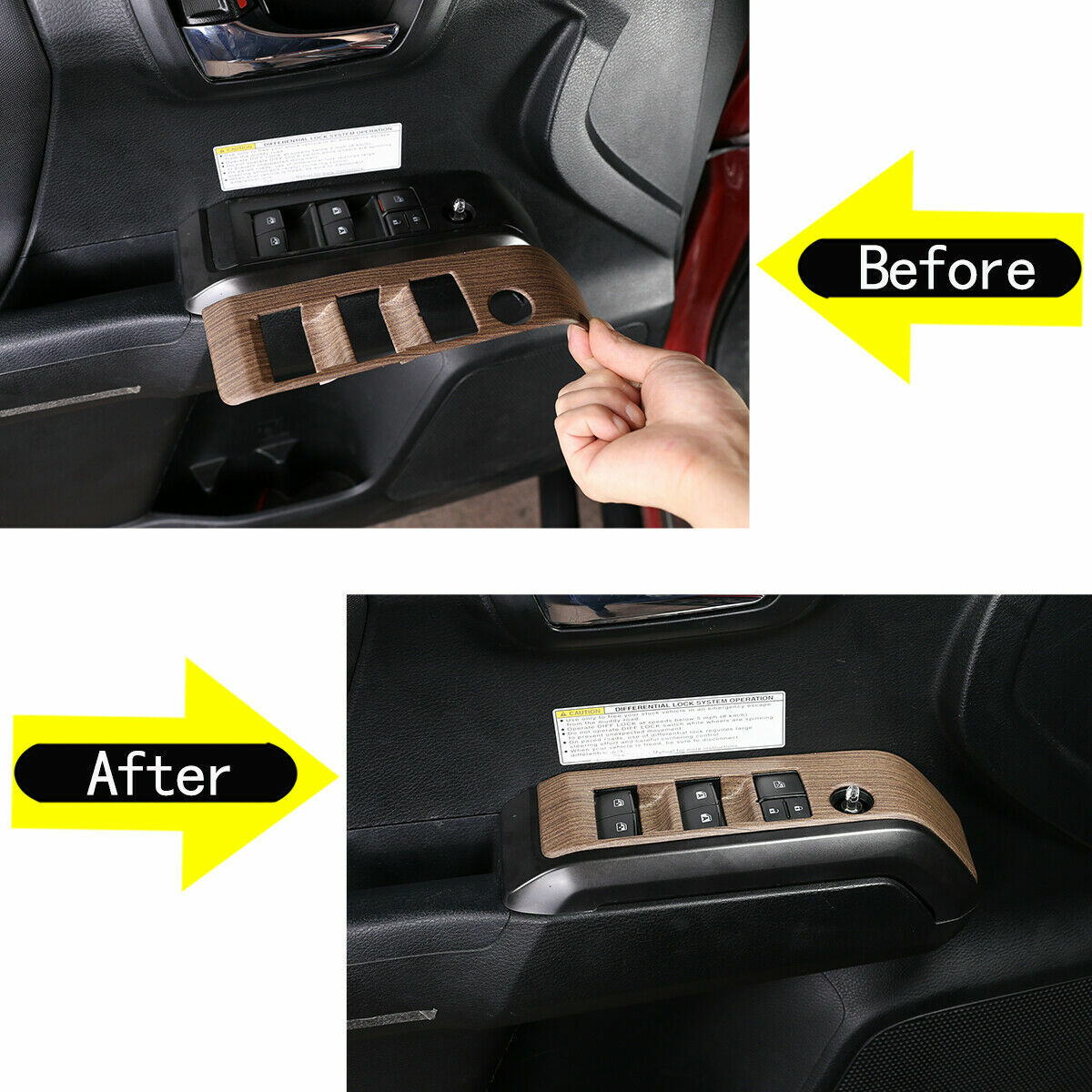 Wood Grain Interior Center Console Cover Trim For Toyota Tacoma 2016-2023 90