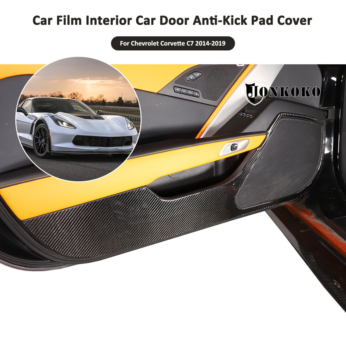 Carbon Fiber Interior Door anti-kick panel Trim Cover For Corvette C7 2014-19 US 15