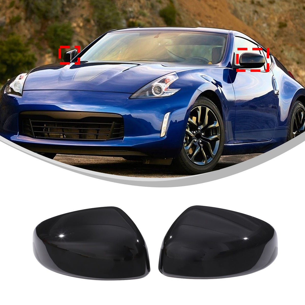 Glossy Black Exterior Door Handle Side Mirror Trim Set For Nissan 370Z Z34 09-20 11