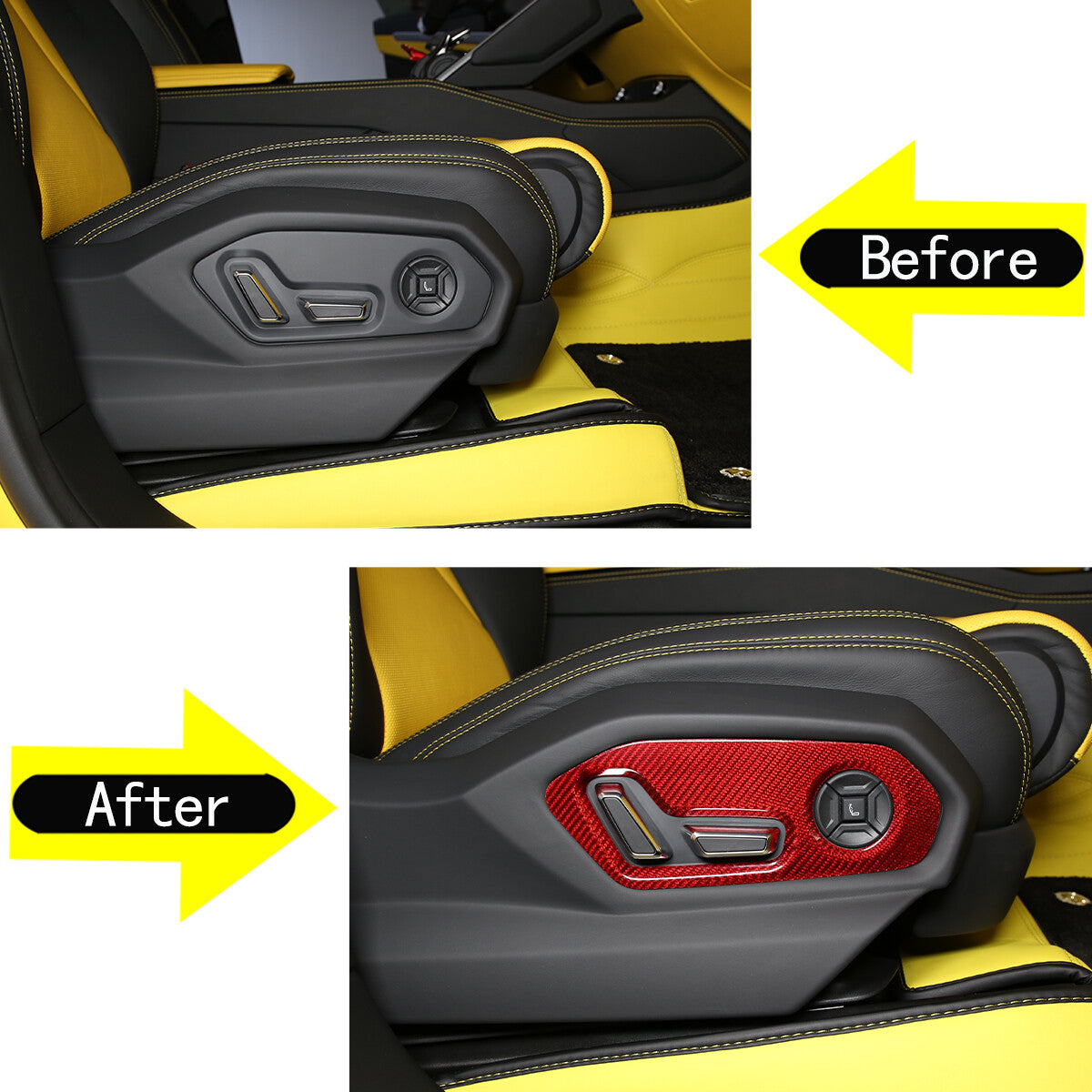 Red Carbon Fiber Seat Adjustment Button Switch Trim For Lamborghini URUS 18-23 7