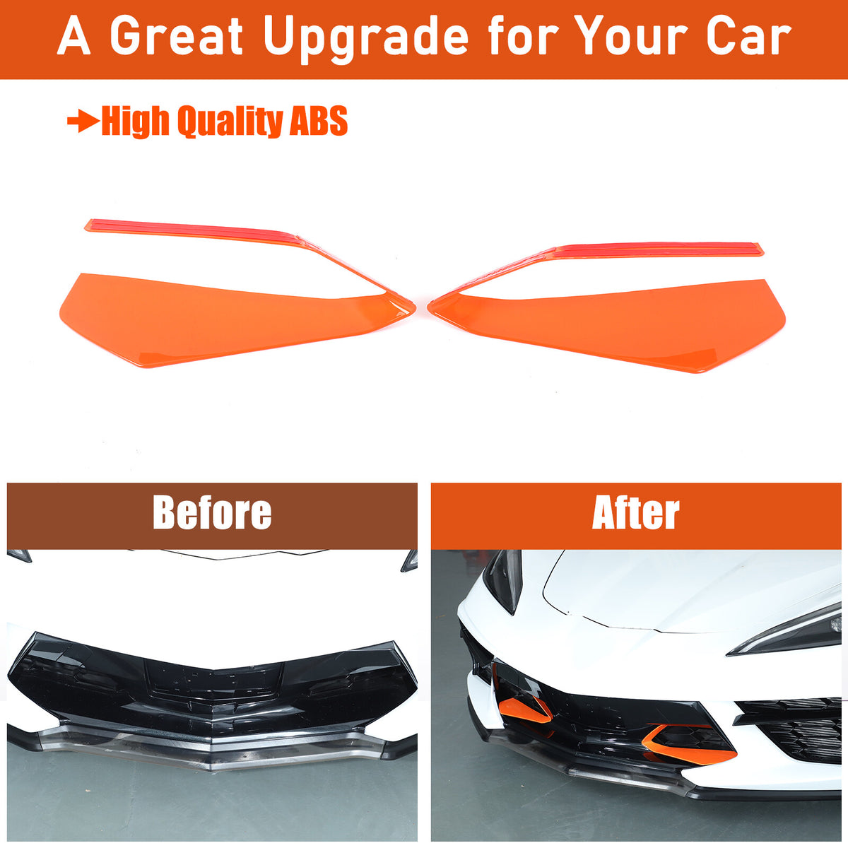 Orange ABS Front Grille Trim Frame Cover For Corvette C8 2020+ US 16