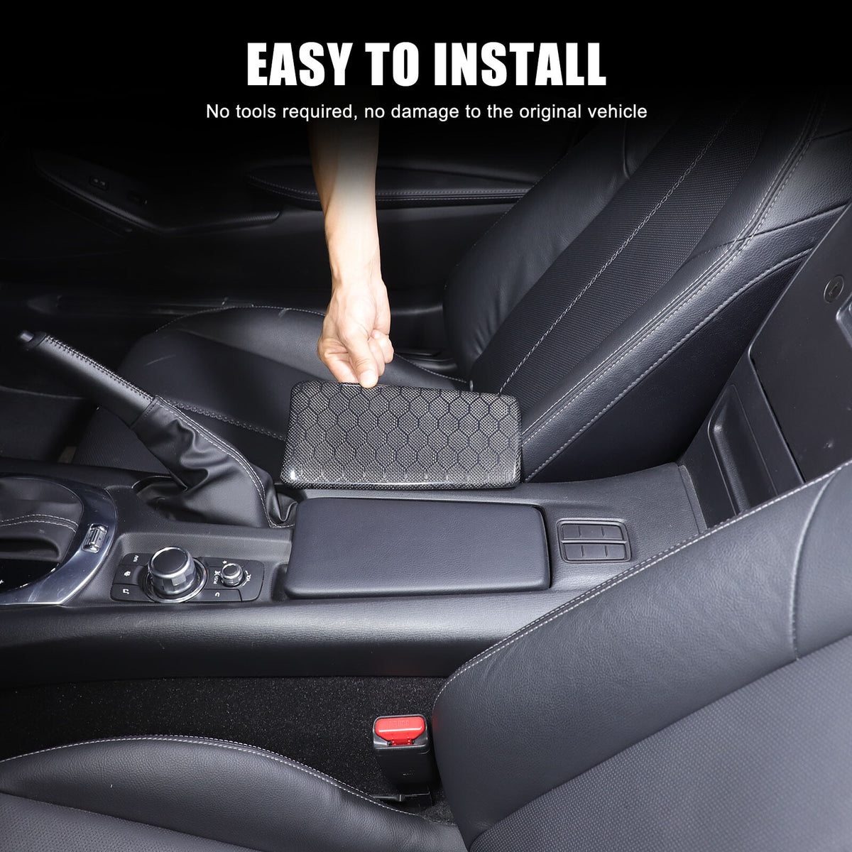 Real Honeycomb Carbon Fiber Center Armrest Box Cover Trim For Mazda MX-5 2016+ 8
