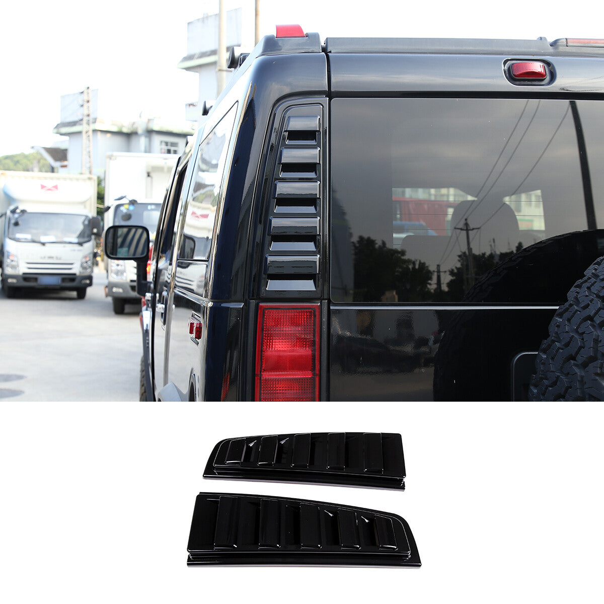 Tail Light Rear Glossy Black Vent Trim Bezel Cover Upper For Hummer H2 2003-2009 9