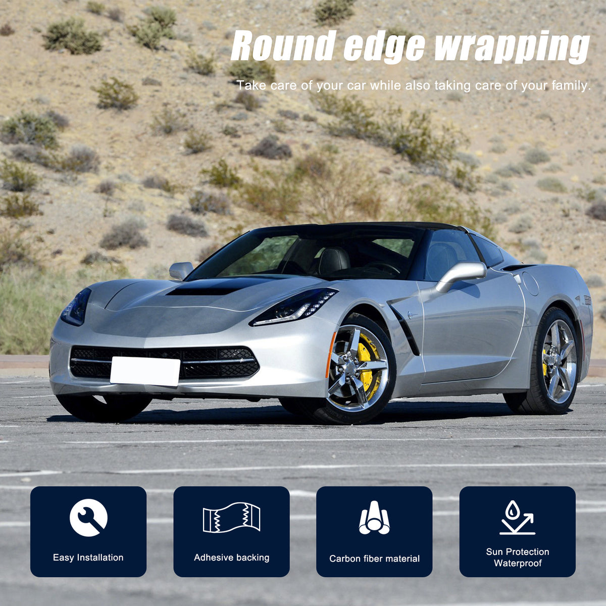 Real Carbon Fiber Window Lift Switch Button Trim Cover For Corvette C7 2014-19 16