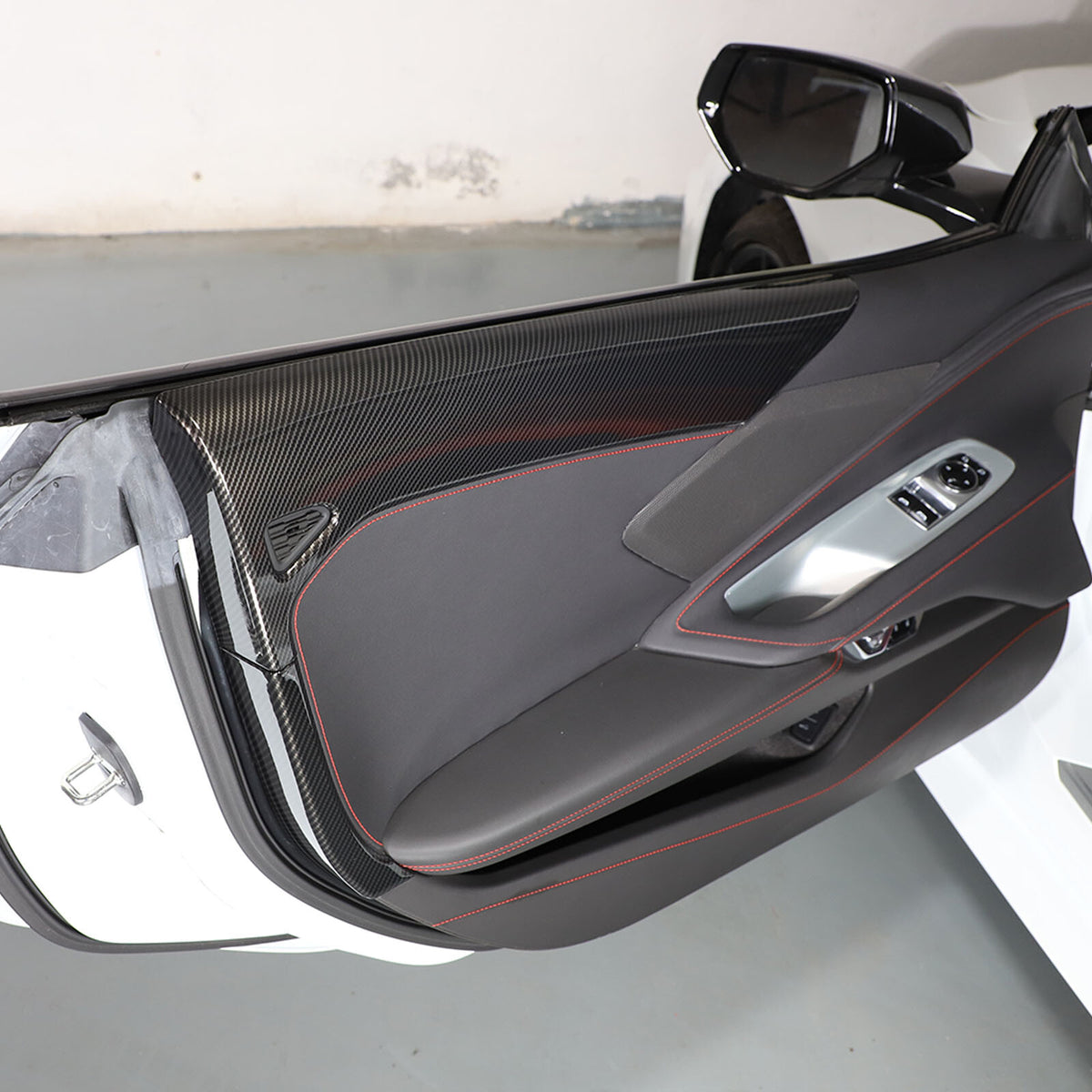 Carbon Fiber Style Inner Interior Door Panel Cover Trim For Corvette C8 20-26 US 13