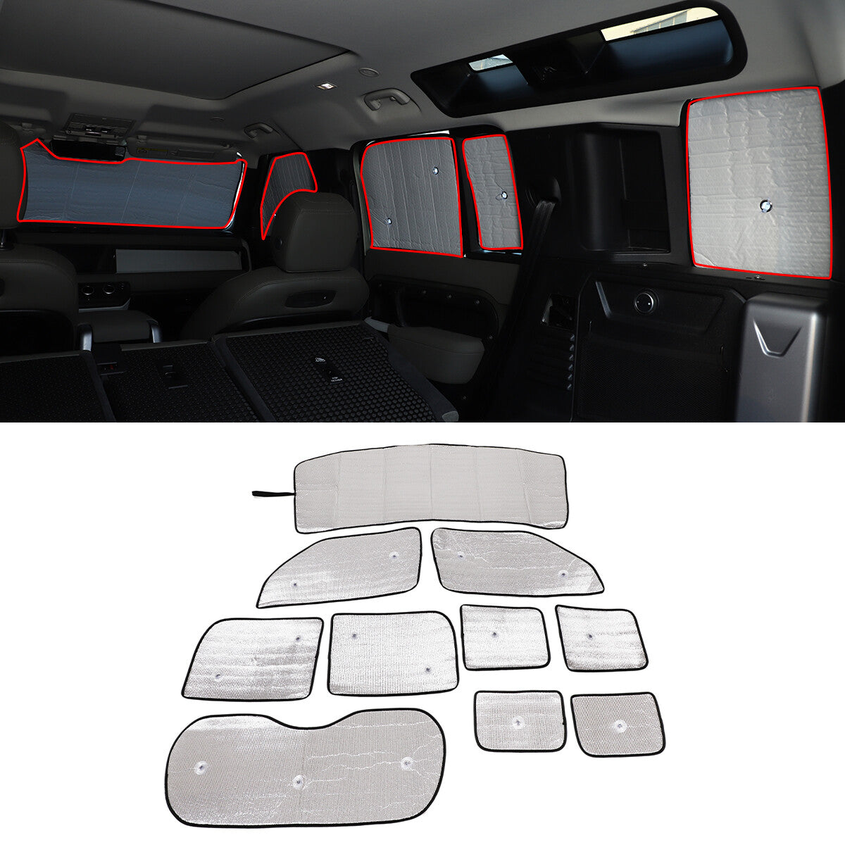 Car Full Sun Shade Rear Front Window Shade Blocks For LR Defender 90 110 2020-22 3