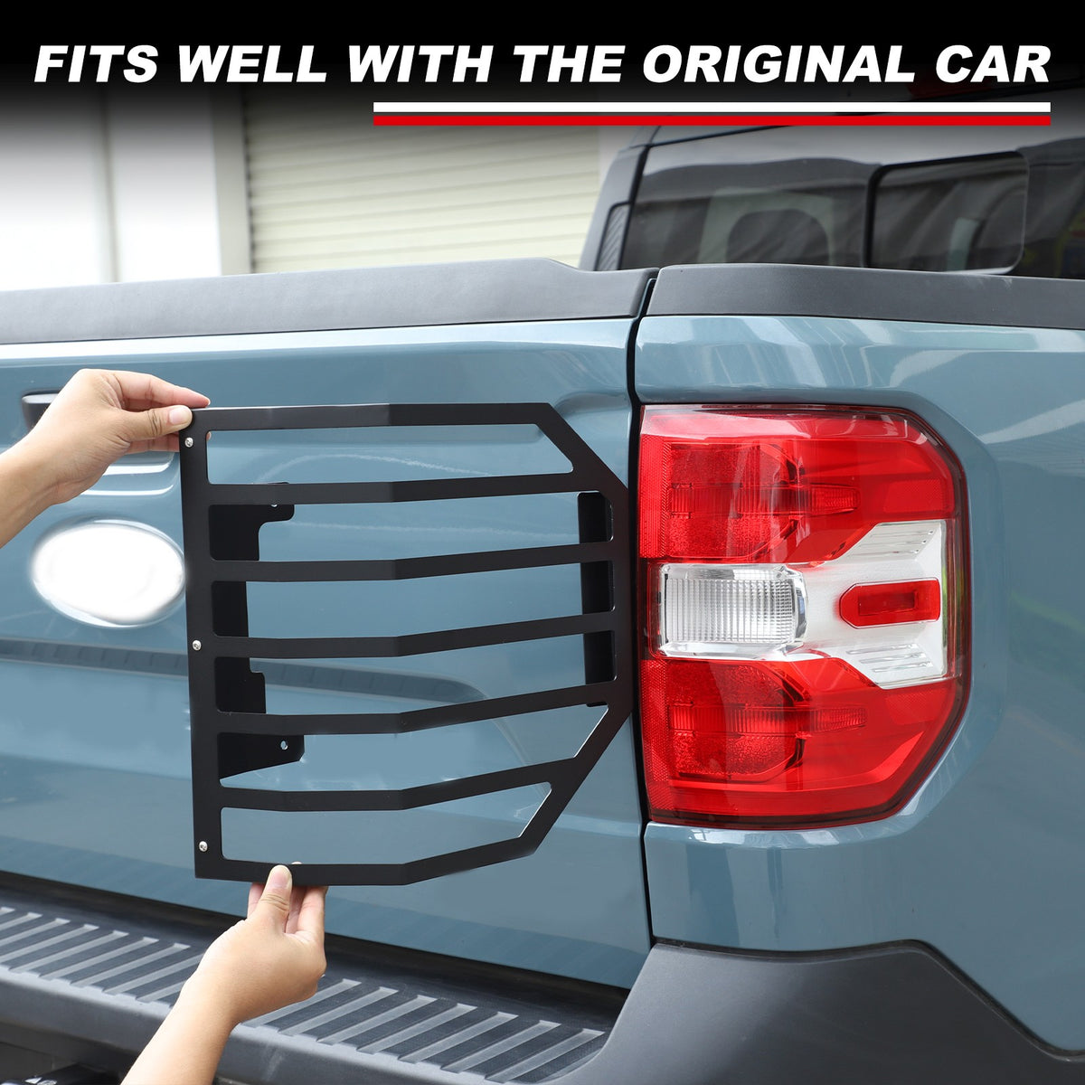Mesh Carbon Steel Black Taillight Protection Cover Trim For Ford Maverick 2022+ 14